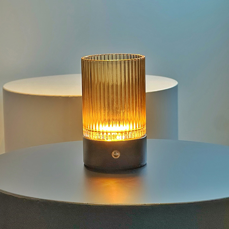 Mingkeda Modern Design Hot Sales Metal Glass Dark Grey Amber Color Dining Camping Light Home Camping Lamp