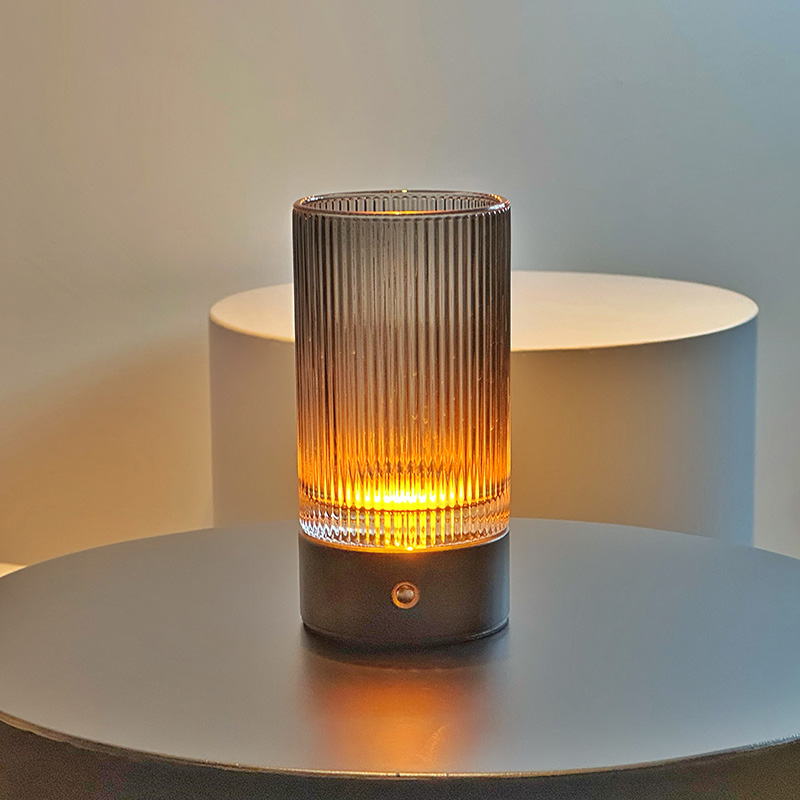 Mingkeda Modern Design Hot Sales Metal Glass Dark Grey Amber Color Dining Camping Light Home Camping Lamp