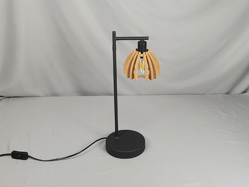 Mingkeda Modern design Hot Selling Metal Cork Wood Black Color Table Home Deco Table Lamp