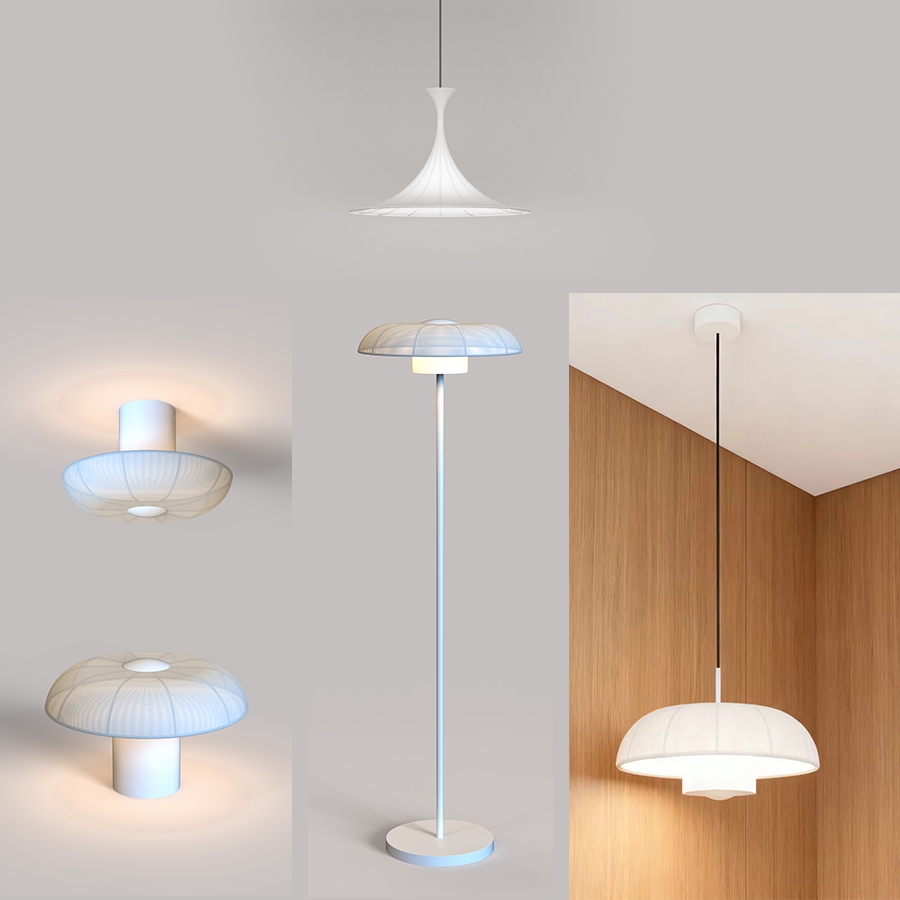 Single Head White Silk Pendant Light