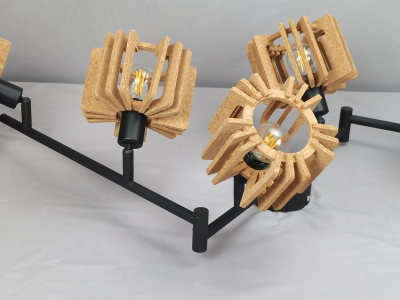 Mingkeda LED Lighting Lamp Metal and Cork Wood Chandeliers Ceiling Hanging Light