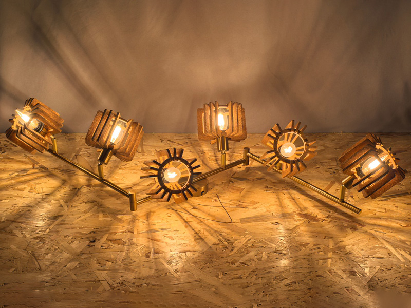 Mingkeda LED Lighting Fancy Celling Lamp Metal and Cork Wood Celling Hanging Light