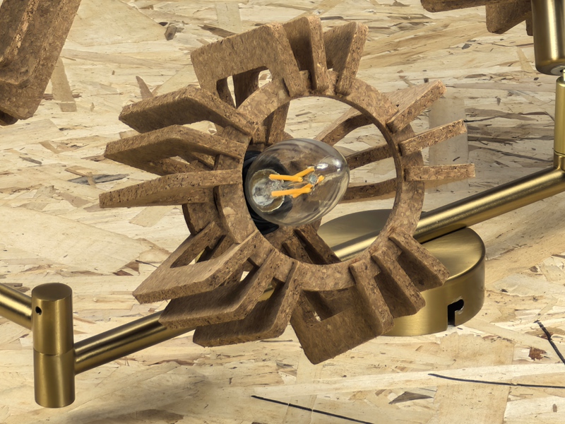 Mingkeda LED Lighting Fancy Celling Lamp Metal and Cork Wood Celling Hanging Light