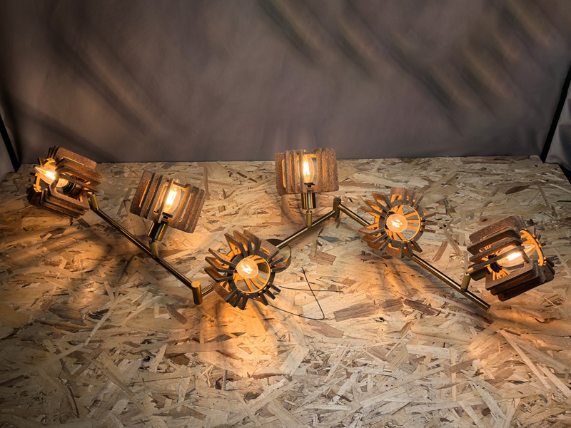 Mingkeda LED Lighting Fancy Celling Lamp Metal and Cork Wood Celling Hanging Light