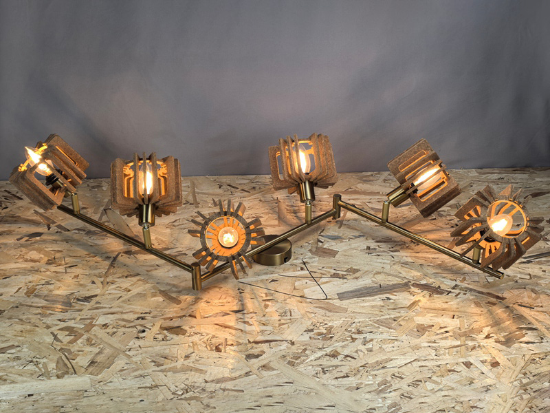 Mingkeda LED Lighting Fancy Celling Lamp Metal and Cork Wood Celling Hanging Light