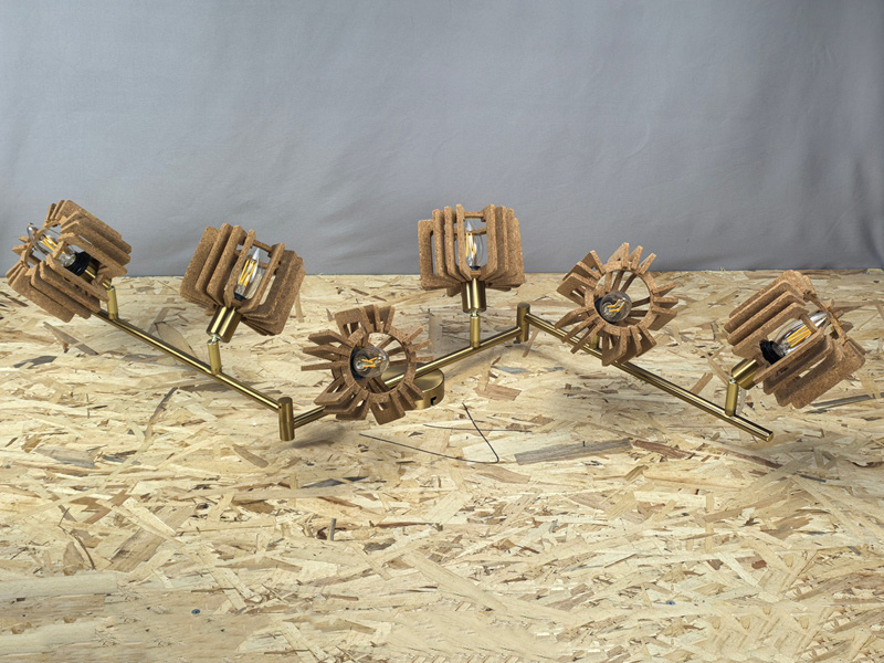 Mingkeda LED Lighting Fancy Celling Lamp Metal and Cork Wood Celling Hanging Light