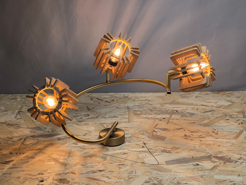 Mingkeda High Quality LED Celling Lamp Metal and Cork Wood Ceiling Hanging Light