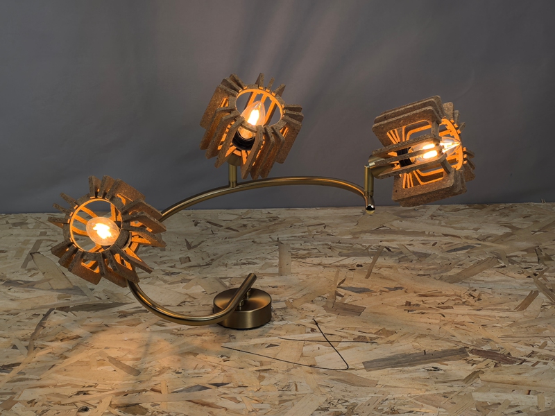 Mingkeda High Quality LED Celling Lamp Metal and Cork Wood Ceiling Hanging Light