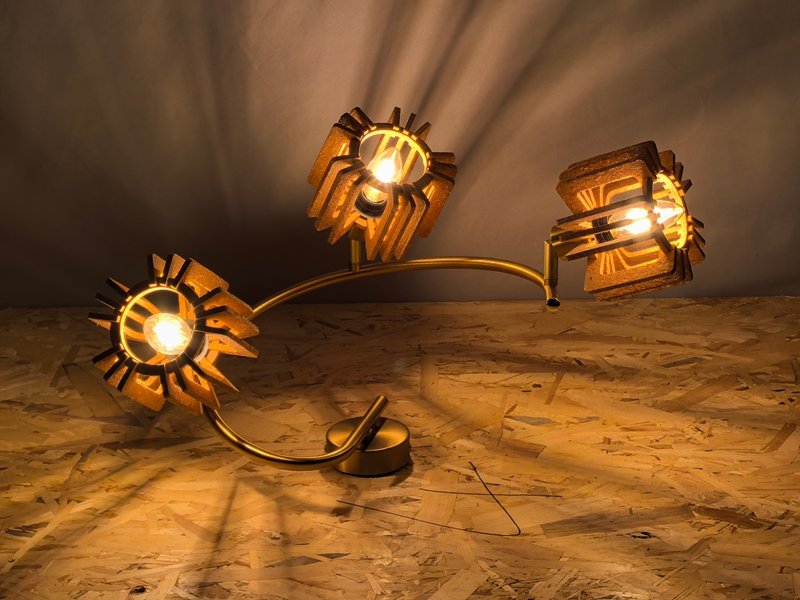 Mingkeda High Quality LED Celling Lamp Metal and Cork Wood Ceiling Hanging Light