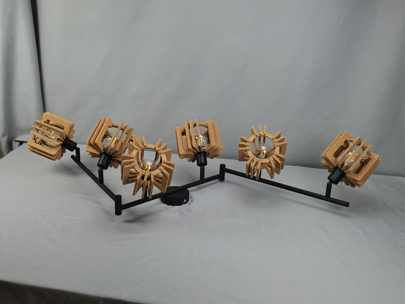 Mingkeda LED Lighting Lamp Metal and Cork Wood Chandeliers Ceiling Hanging Light